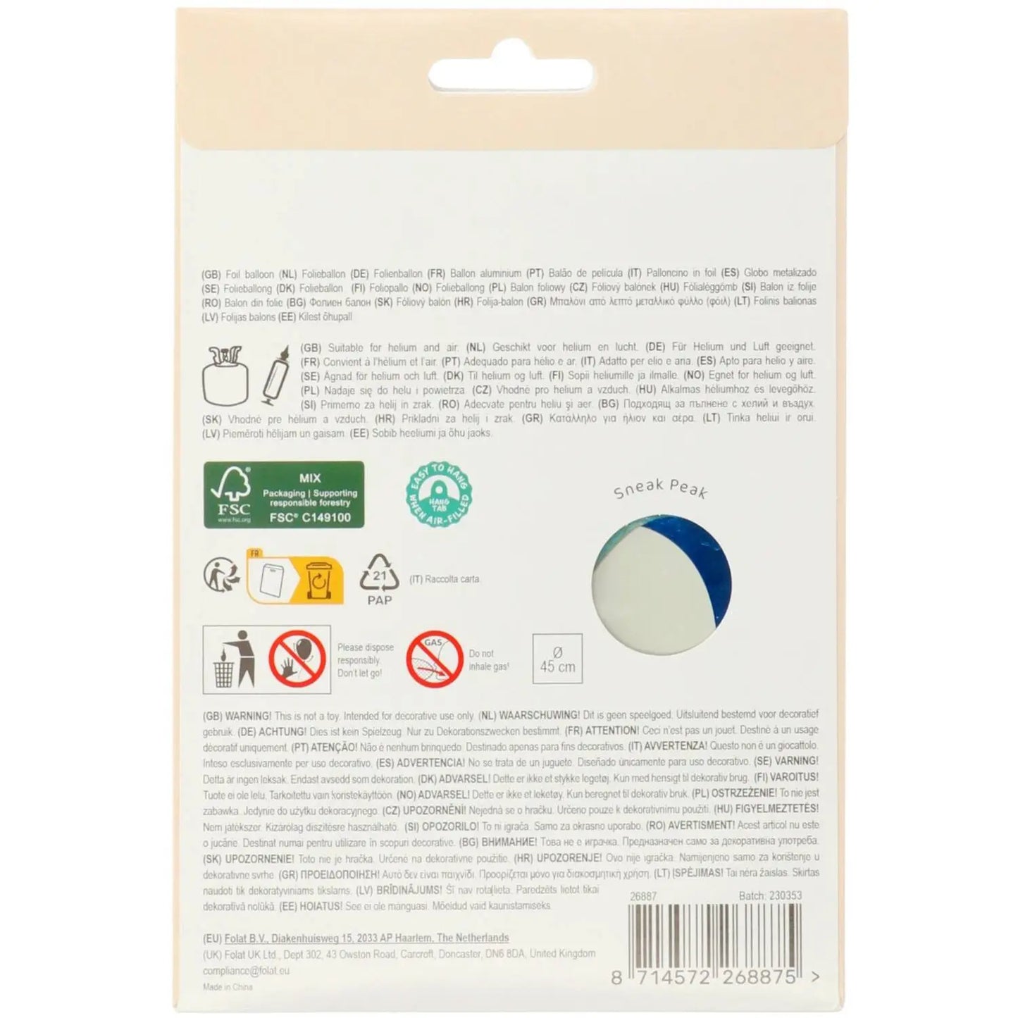 Foil Balloon - "40" - Starburst - 45 cm Folat