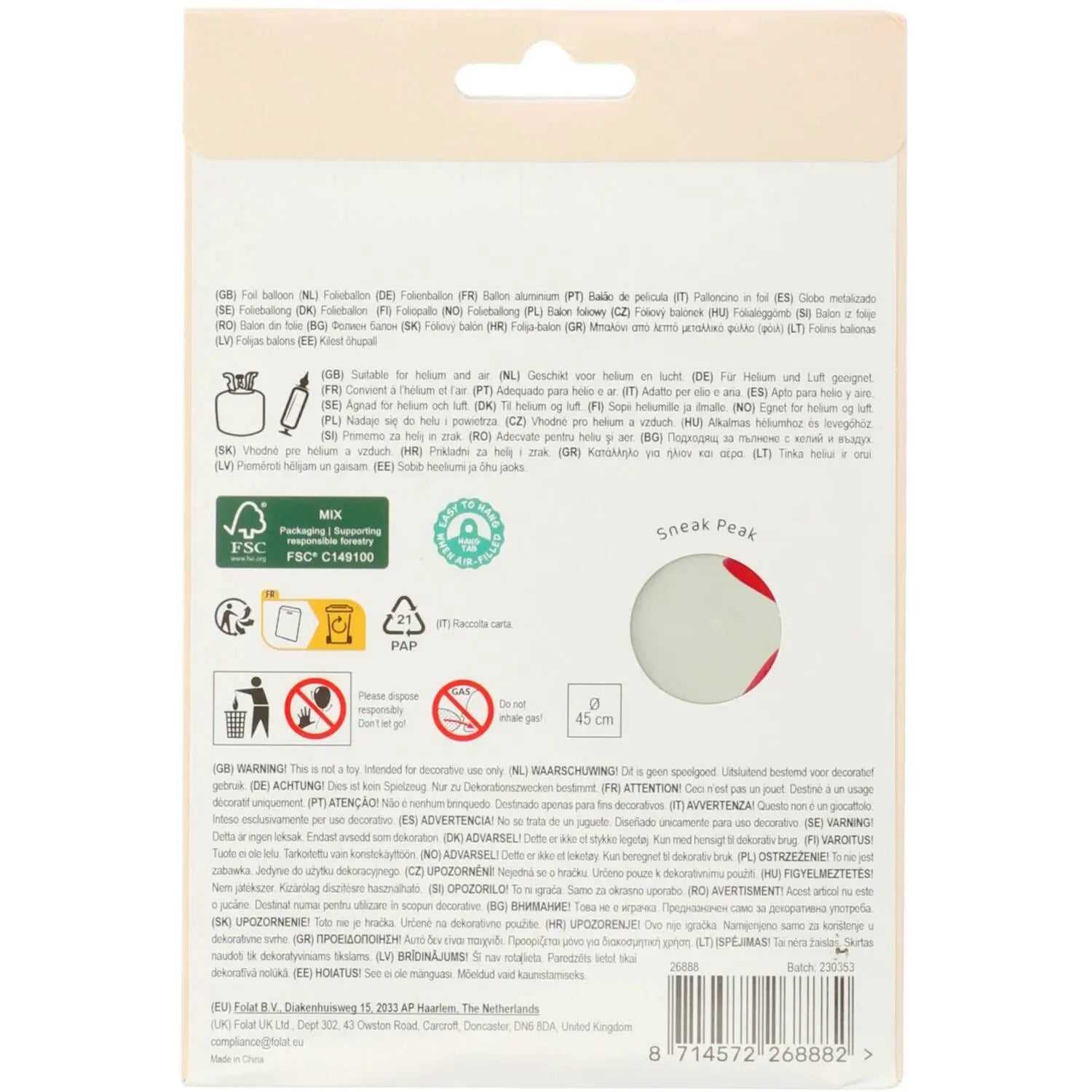 Foil Balloon - "50" - Starburst - 45 cm Folat