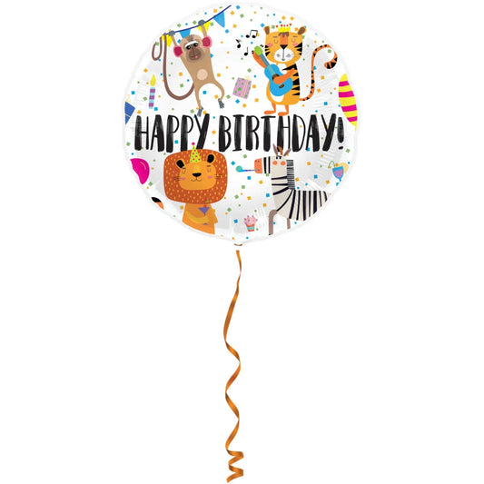 Foil Balloon 'Happy Birthday!' Animals - 45cm Folat
