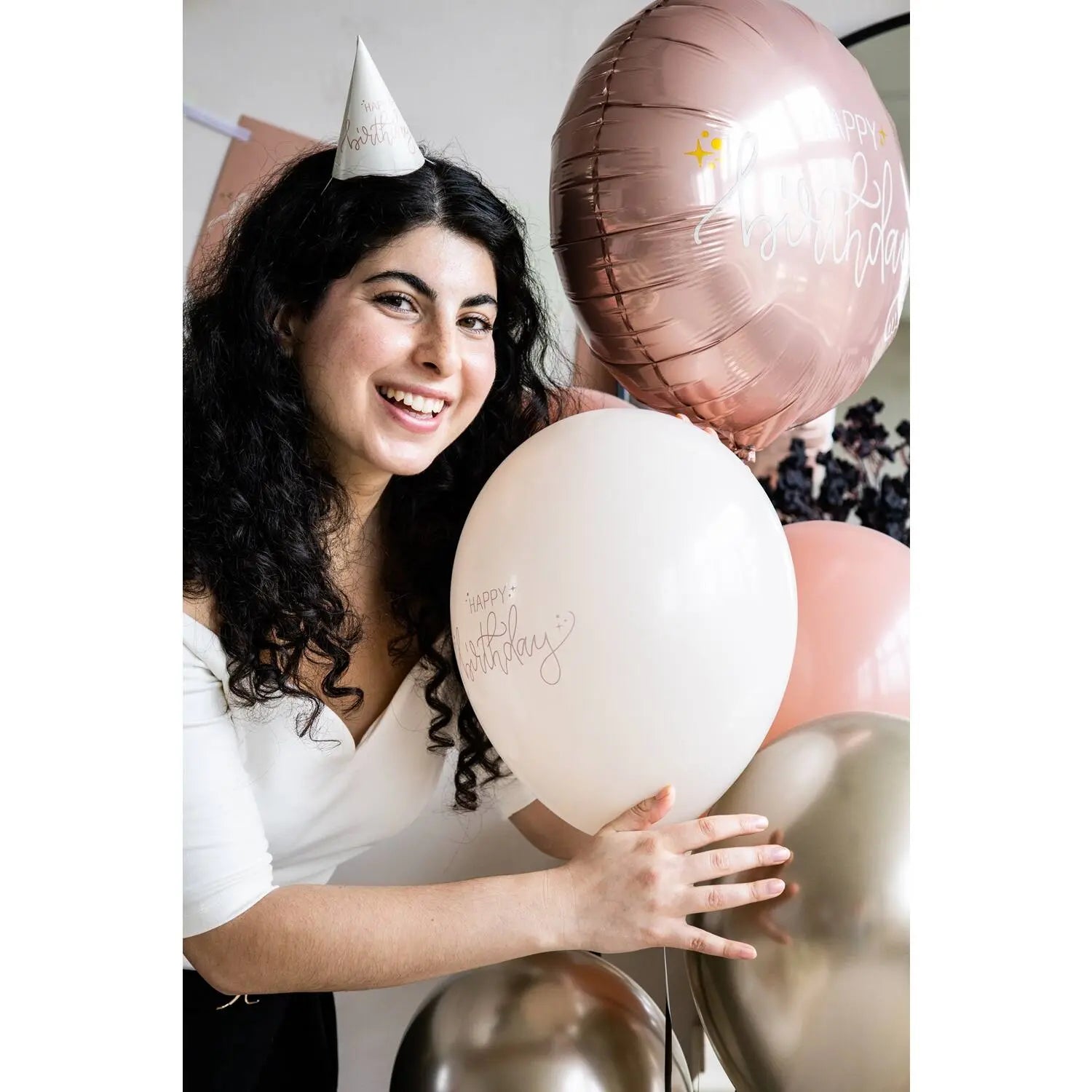 Foil Balloon - "Happy Birthday" - Crème Rose Folat