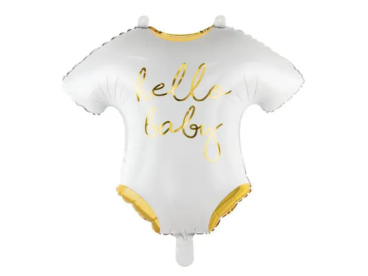 Foil balloon Baby romper - Hello Baby, 51x45cm, white Partydeco