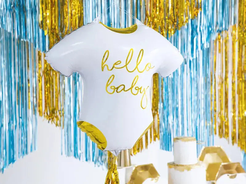 Foil balloon Baby romper - Hello Baby, 51x45cm, white Partydeco