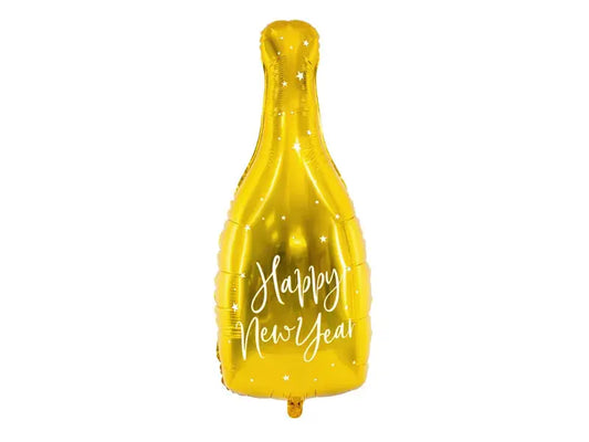 Foil balloon Bottle - Happy New Year, 32x82cm, gold Partydeco