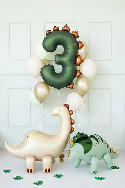 Foil balloon Digit ''3'' Dinosaur, 92cm, mix Partydeco