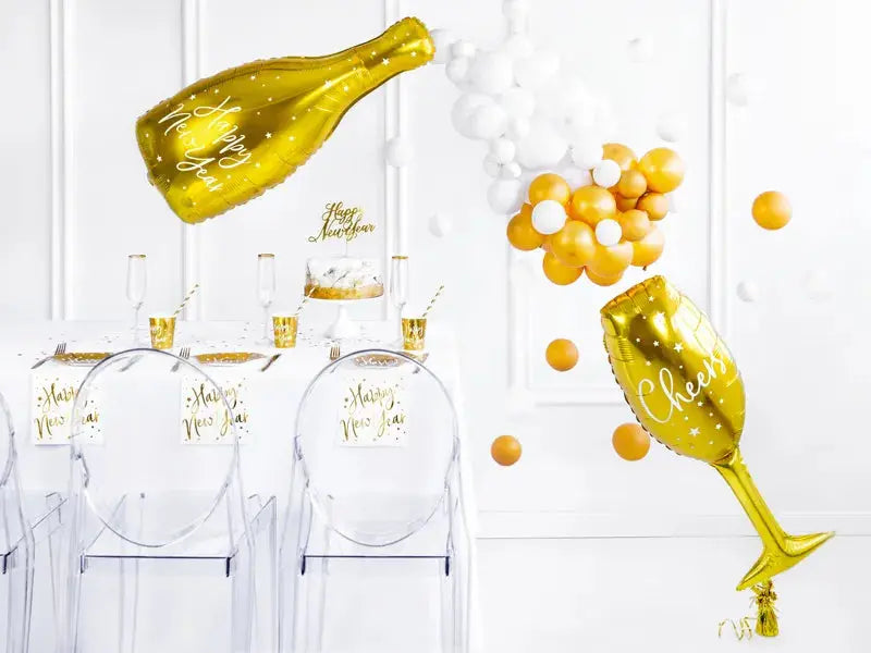 Foil balloon Glass, 28x80cm, gold Partydeco