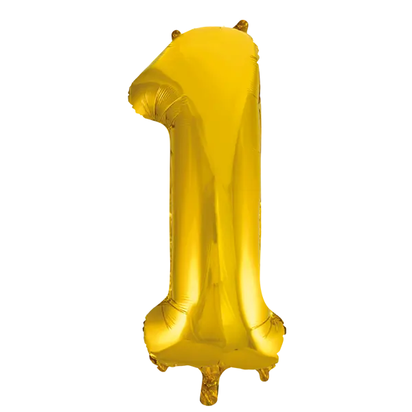 Foil balloon Gold 86cm. Numbers Partydeco