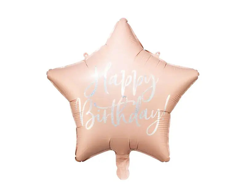 Foil balloon Happy Birthday, 40cm, light powder pink Partydeco