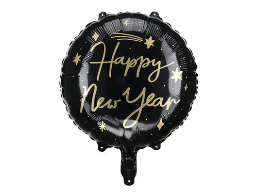 Foil balloon Happy New Year, 45 cm, black Partydeco