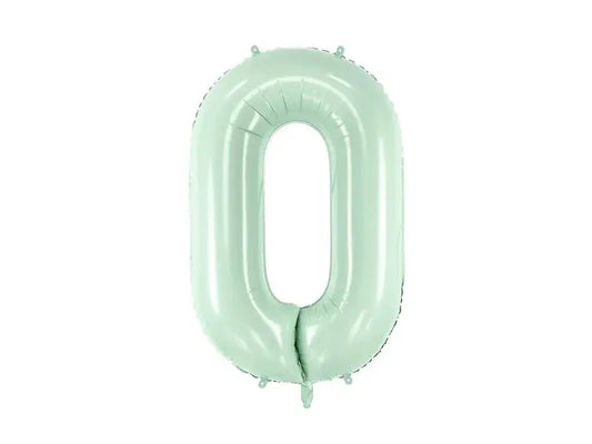 Foil balloon Number ''0'', 72cm, green Partydeco