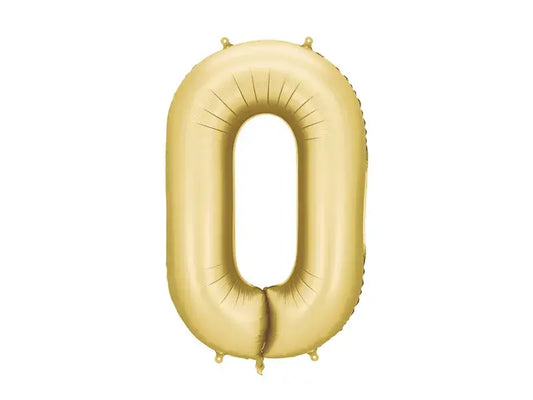 Foil balloon Number ''0'', 86cm, gold Partydeco