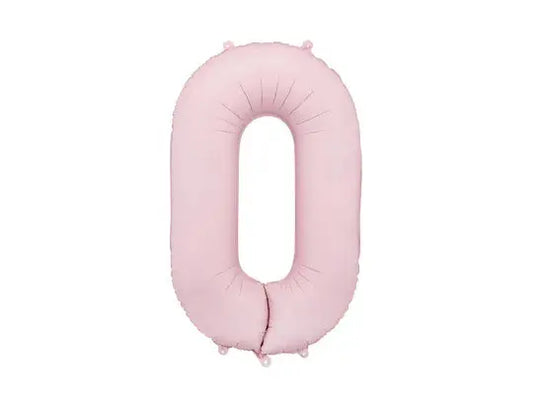 Foil balloon Number ''0'', 86cm, light pink Partydeco