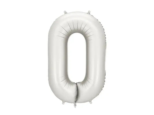 Foil balloon Number ''0'', 86cm, silver Partydeco