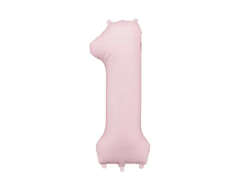 Foil balloon Number '1', 86cm, light pink Partydeco