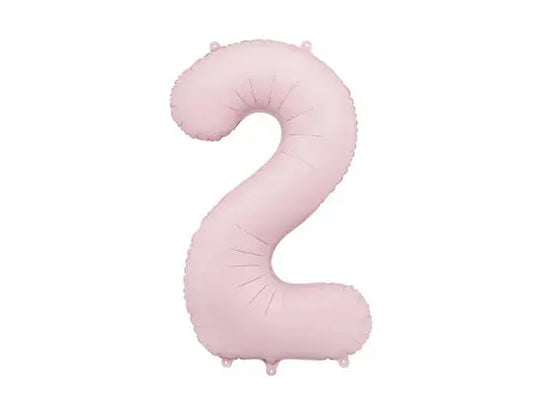 Foil balloon Number '2', 86cm, light pink Partydeco