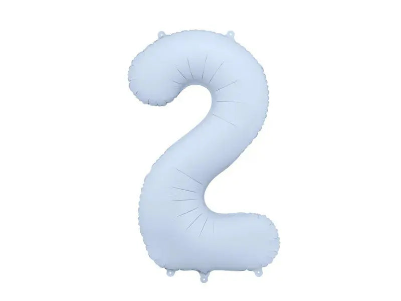 Foil balloon Number '2', 86cm, misty blue Partydeco
