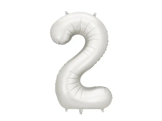 Foil balloon Number ''2'', 86cm, silver Partydeco