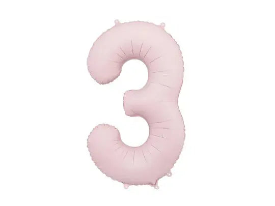 Foil balloon Number '3', 86cm, light pink Partydeco