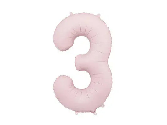 Foil balloon Number '3', 86cm, light pink Partydeco