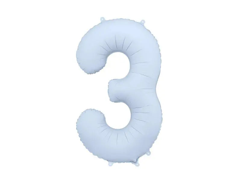 Foil balloon Number '3', 86cm, misty blue Partydeco