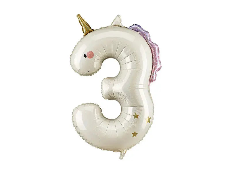 Foil balloon Number ''3'' Unicorn, 93cm, mix anagram