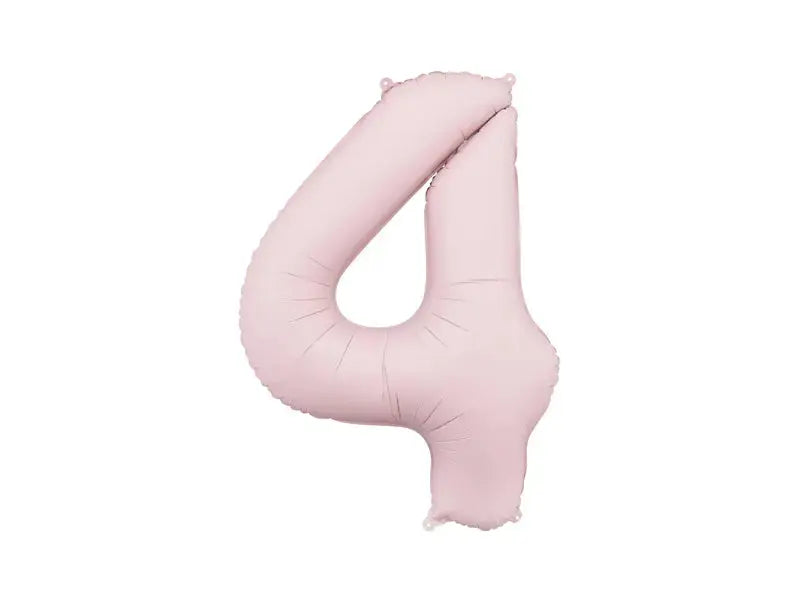 Foil balloon Number '4', 86cm, light pink Partydeco