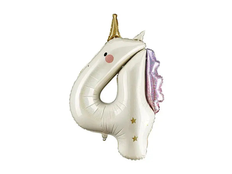 Foil balloon Number ''4'' Unicorn, 93cm, mix anagram