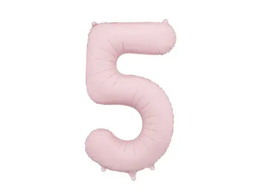 Foil balloon Number '5', 86cm, light pink Partydeco