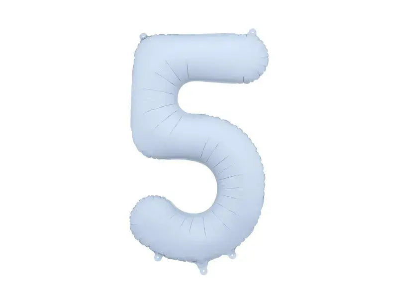 Foil balloon Number '5', 86cm, misty blue Partydeco