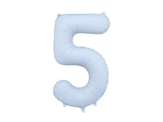 Foil balloon Number '5', 86cm, misty blue Partydeco
