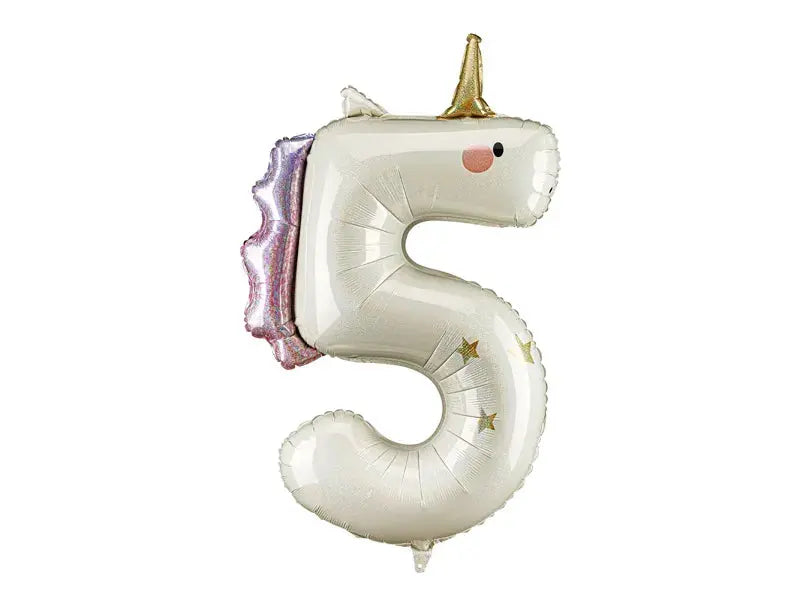 Foil balloon Number ''5'' Unicorn, 93cm, mix anagram