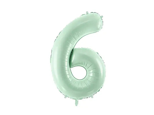 Foil balloon Number ''6'', 72cm, green Partydeco