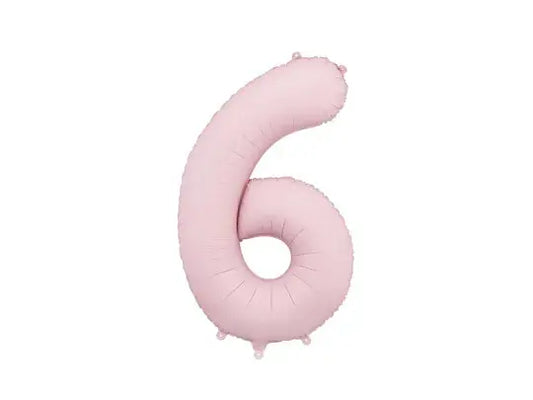 Foil balloon Number '6', 86cm, light pink Partydeco