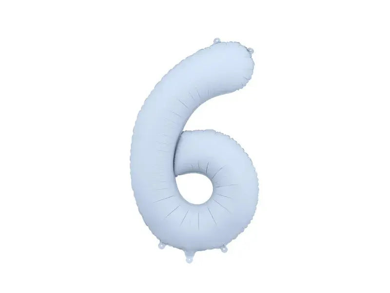 Foil balloon Number '6', 86cm, misty blue Partydeco