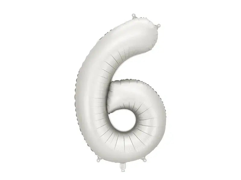 Foil balloon Number ''6'', 86cm, silver Partydeco