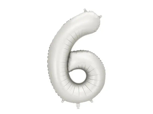 Foil balloon Number ''6'', 86cm, silver Partydeco