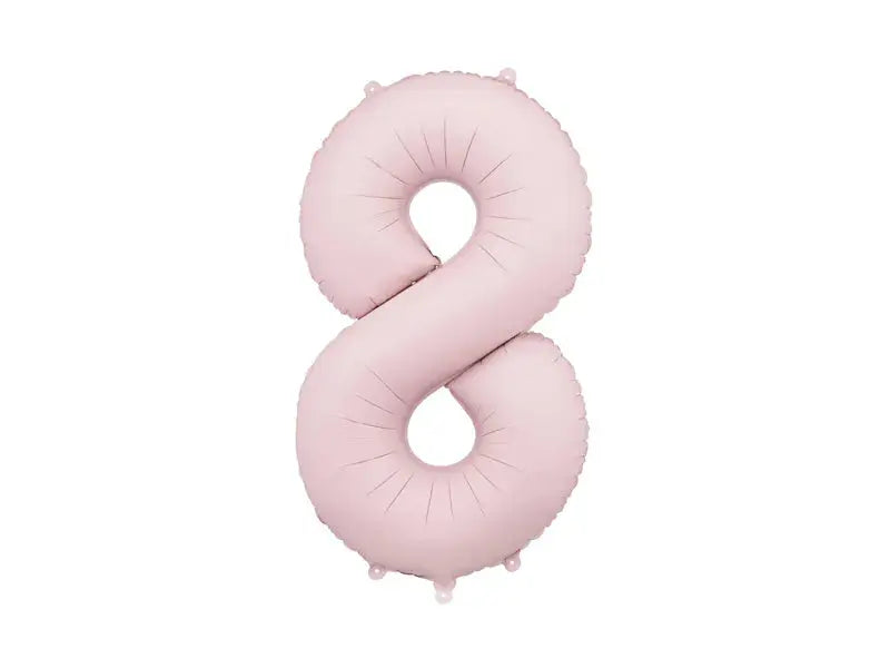 Foil balloon Number '8', 86cm, light pink Partydeco