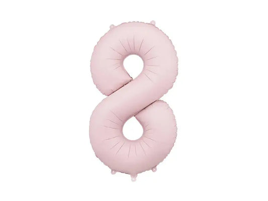 Foil balloon Number '8', 86cm, light pink Partydeco