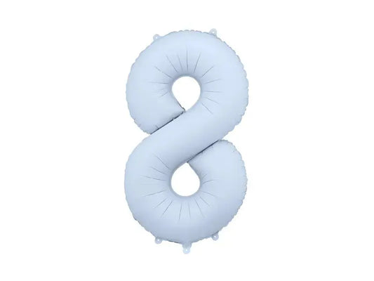Foil balloon Number '8', 86cm, misty blue Partydeco