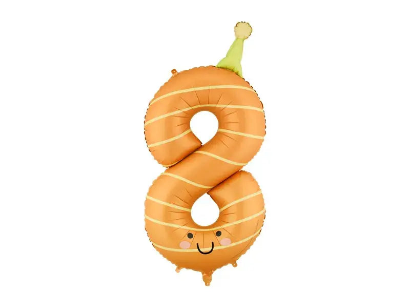 Foil balloon Number "8" orange Partydeco