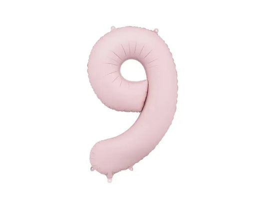 Foil balloon Number '9', 86cm, light pink Partydeco