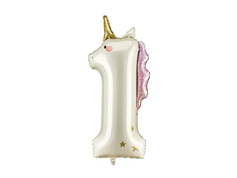 Foil balloon Numer ''1'' Unicorn, 93cm, mix anagram