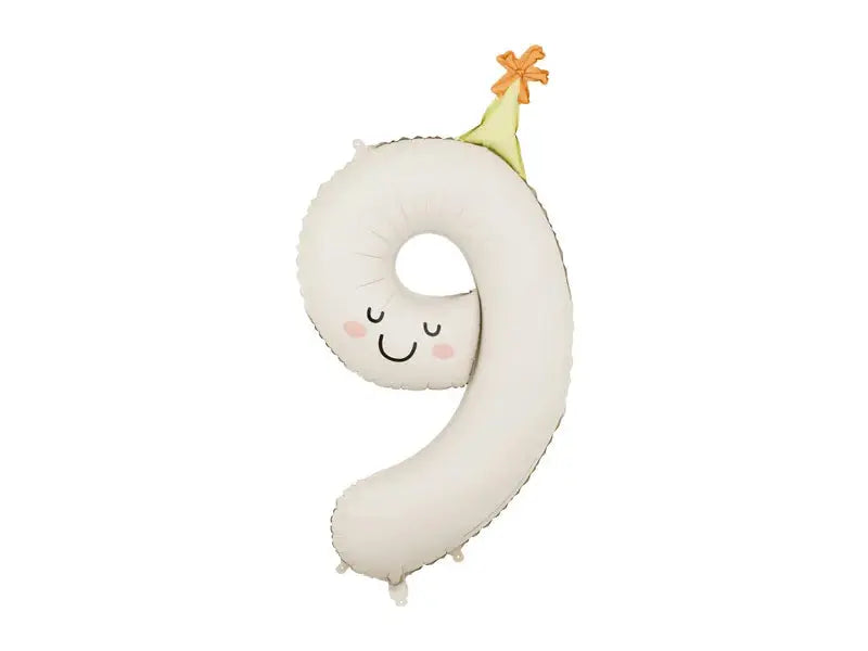 Foil balloon Numera ''9'', 86cm, cream Partydeco