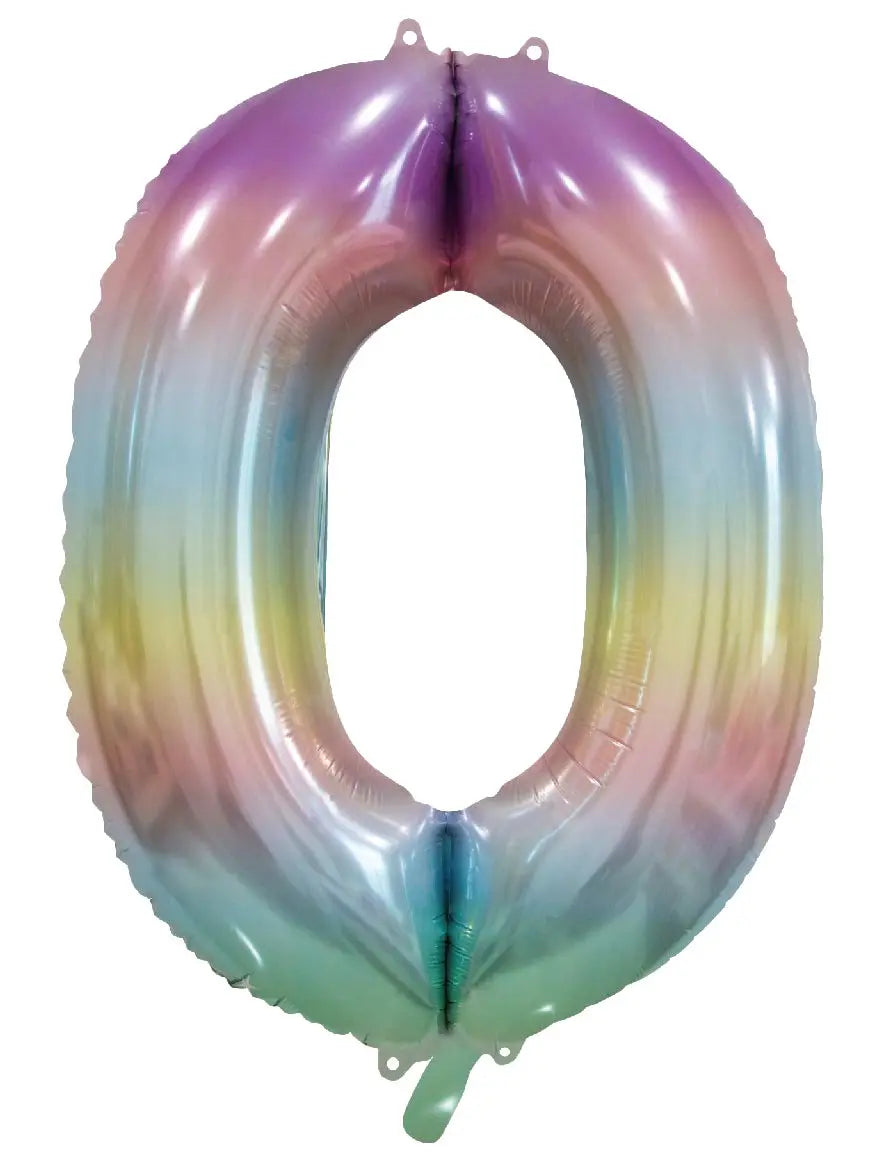 Foil balloon Pastel Rainbow 86cm. Numbers Partydeco