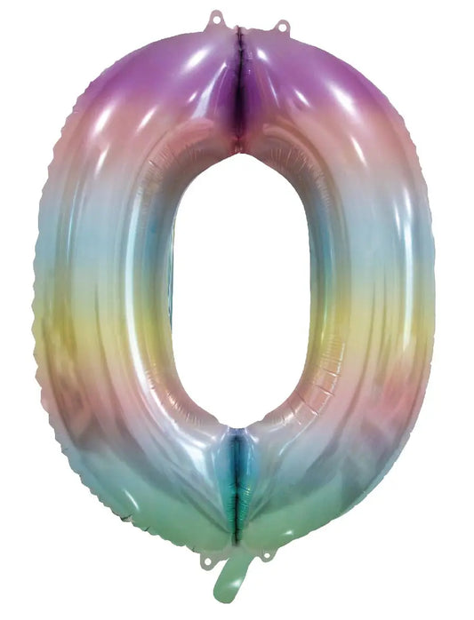 Foil balloon Pastel Rainbow 86cm. Numbers Partydeco