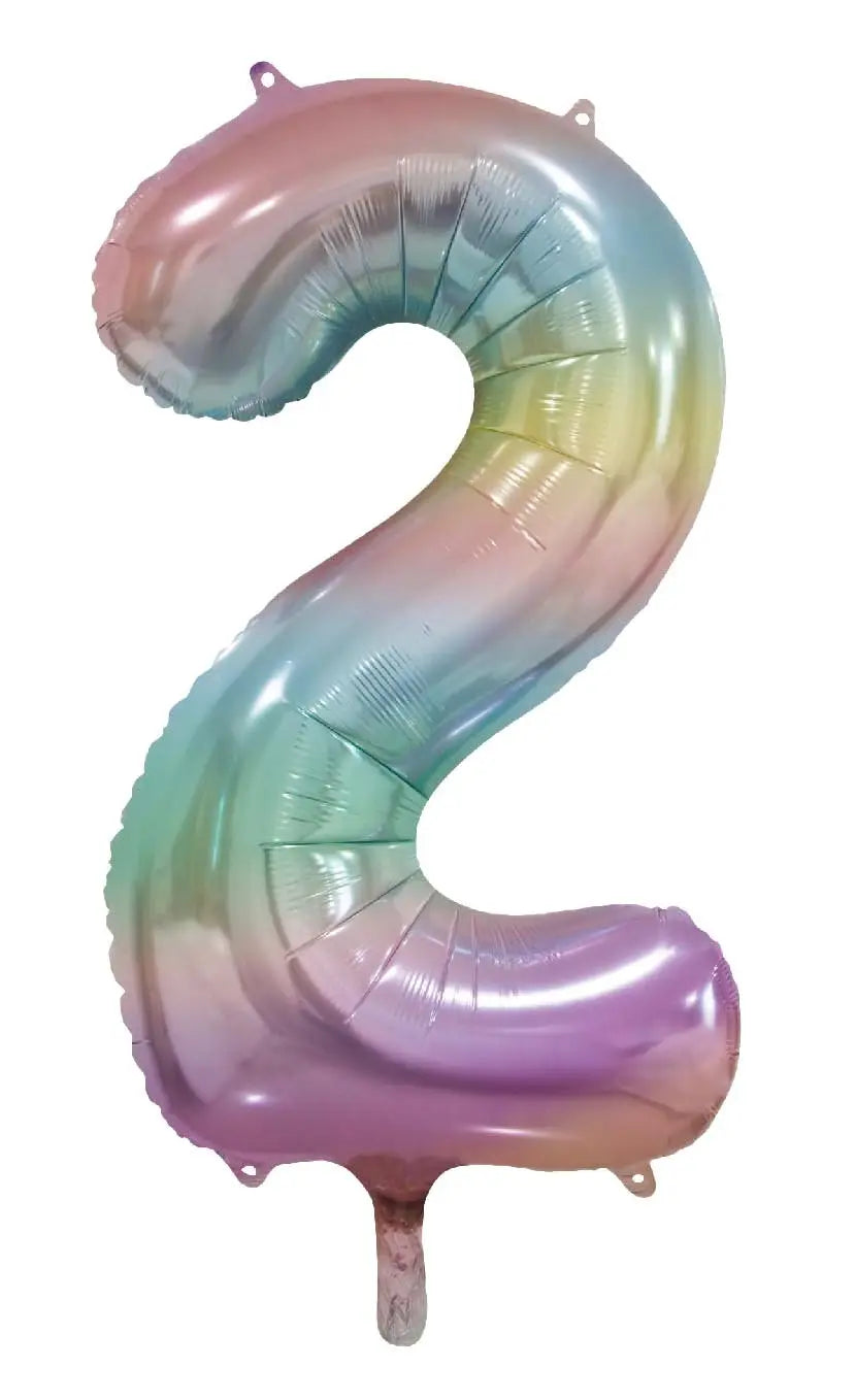 Foil balloon Pastel Rainbow 86cm. Numbers Partydeco