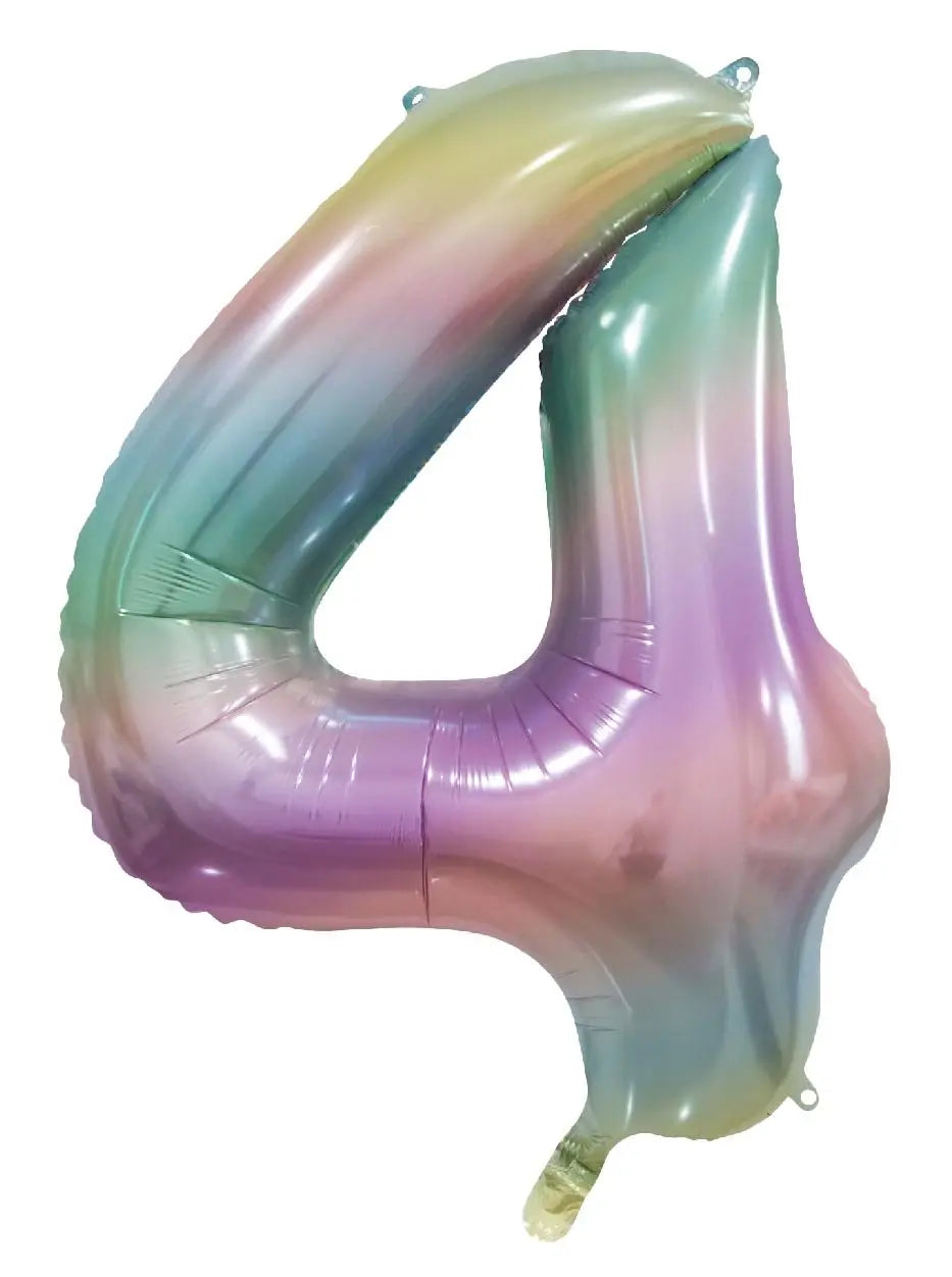 Foil balloon Pastel Rainbow 86cm. Numbers Partydeco