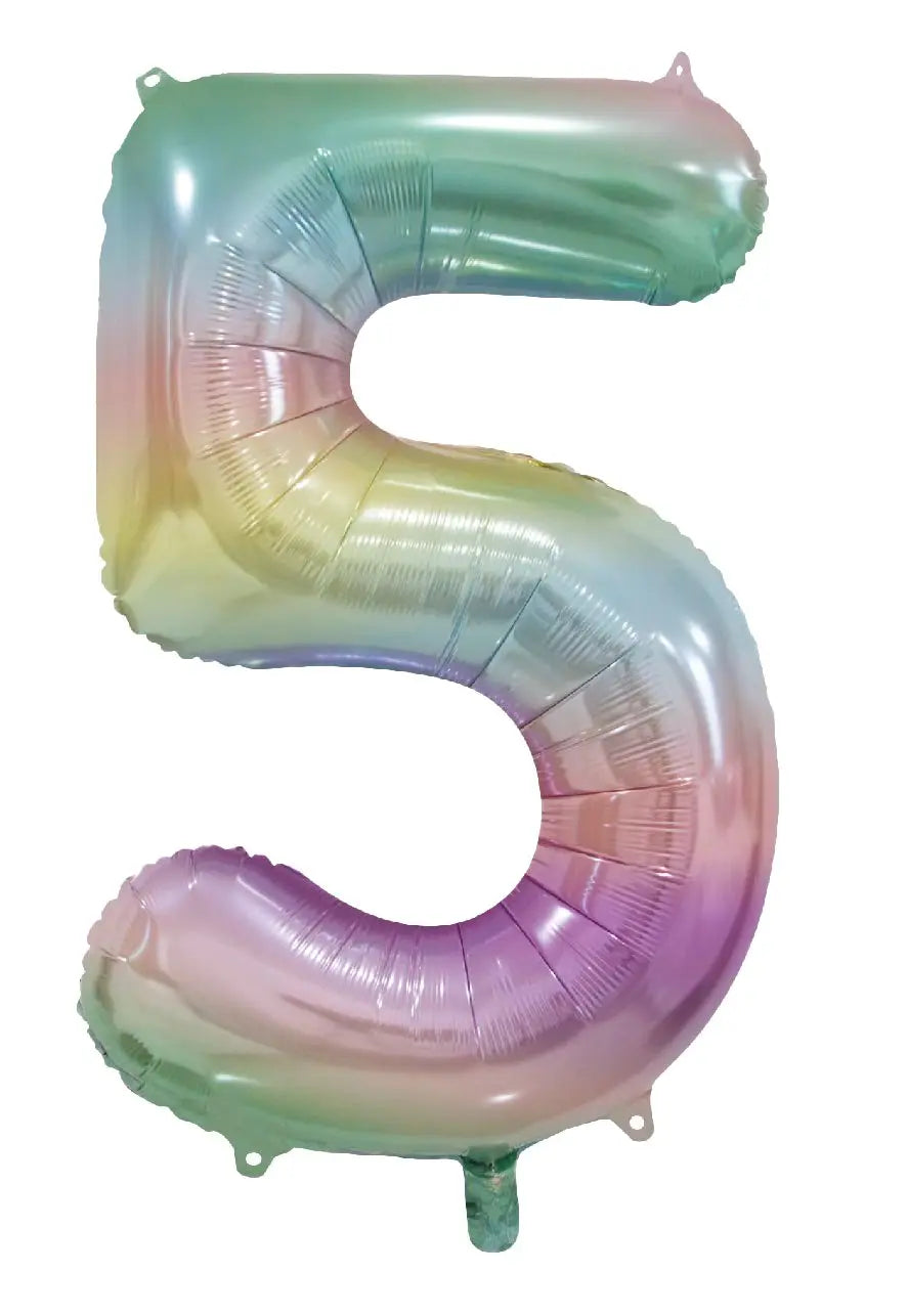 Foil balloon Pastel Rainbow 86cm. Numbers Partydeco