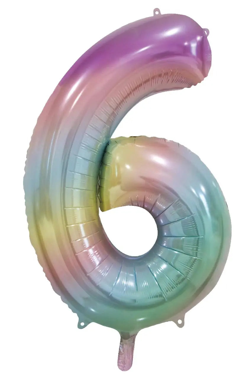Foil balloon Pastel Rainbow 86cm. Numbers Partydeco
