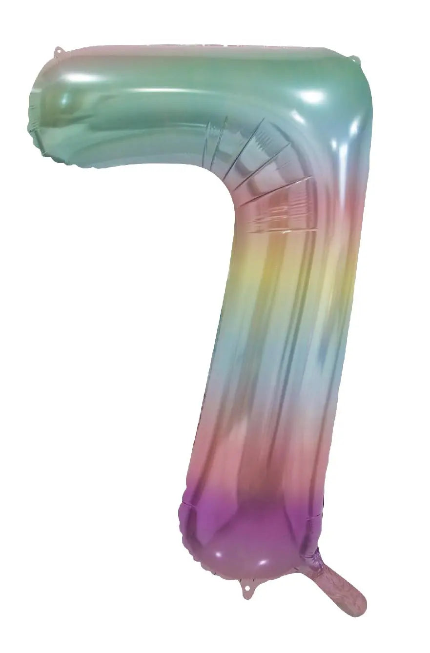 Foil balloon Pastel Rainbow 86cm. Numbers Partydeco