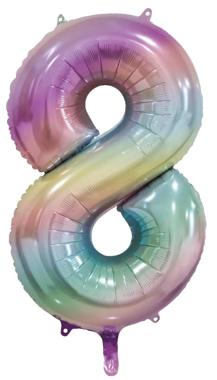 Foil balloon Pastel Rainbow 86cm. Numbers Partydeco